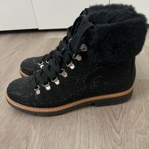 INC sparkly black combat boots, Size 9